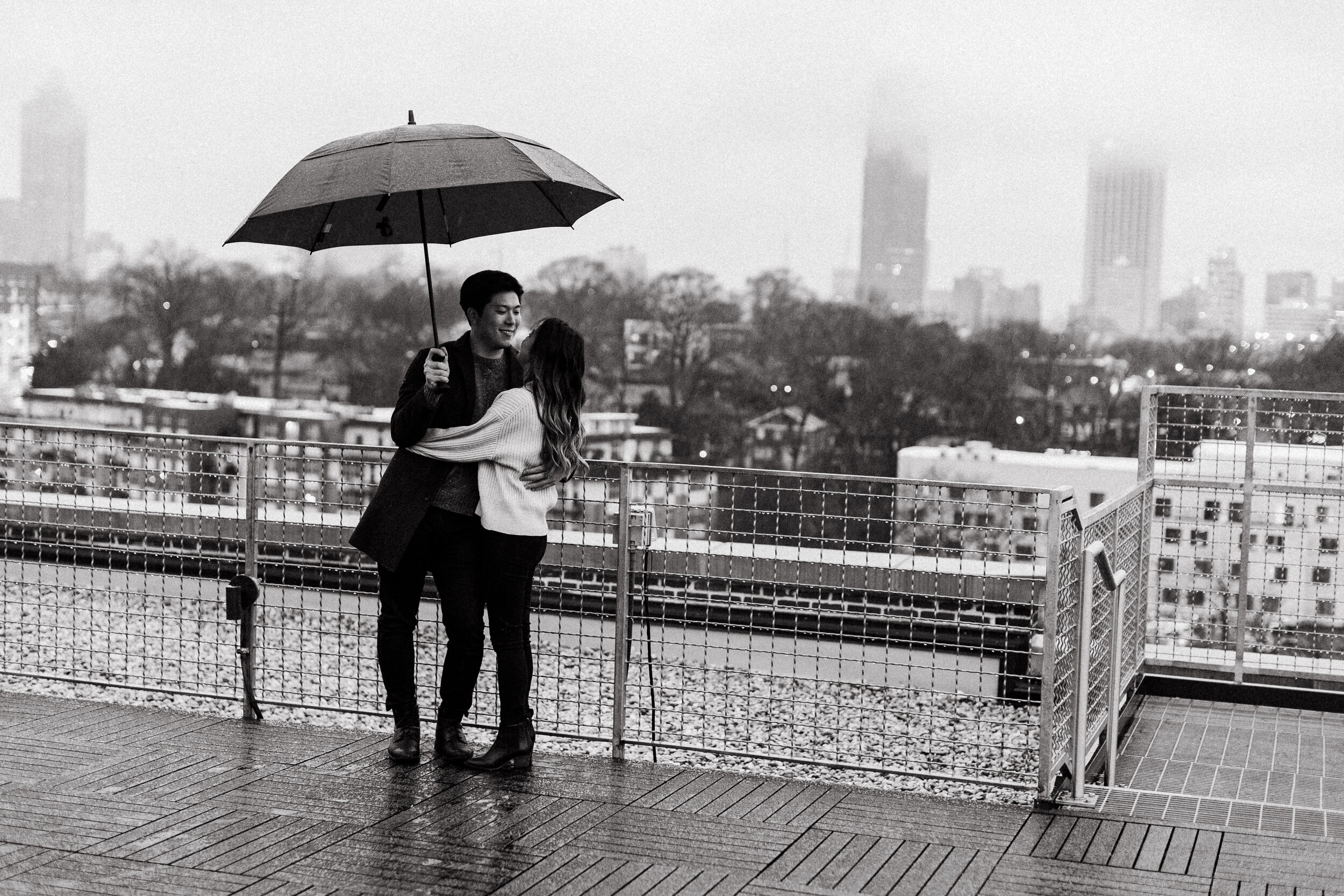 Old Fourth Ward Rainy Rooftop Proposal | Atlanta Couples Photographer